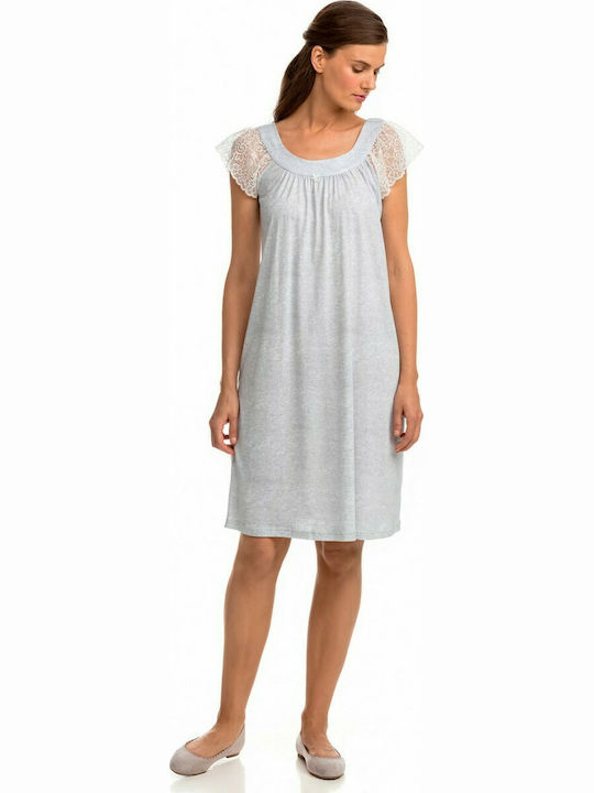 Vamp Summer Cotton Women's Nightdress Gray
