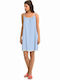 Vamp Summer Cotton Women's Nightdress Light Blue