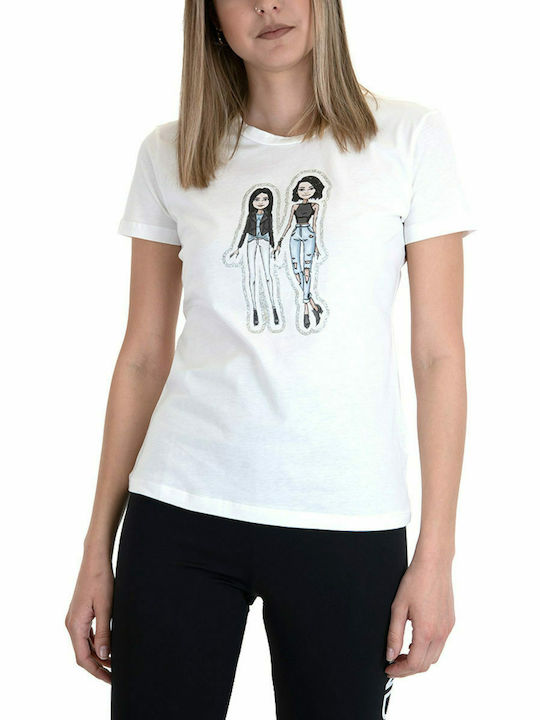 Kendall + Kylie Γυναικείο T-shirt Λευκό με Στάμπα