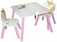 Μονόκερος Kids Table and Chairs Set made of Wood White