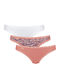 Sloggi 24/7 Weekend H Tanga Βαμβακερά Γυναικεία Slip 3Pack με Δαντέλα Coral/White