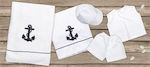 Mouchtaris Collection Baptism Towel Set Άγκυρα Λευκό