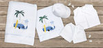 Mouchtaris Collection Baptism Towel Set Tropical Λευκό