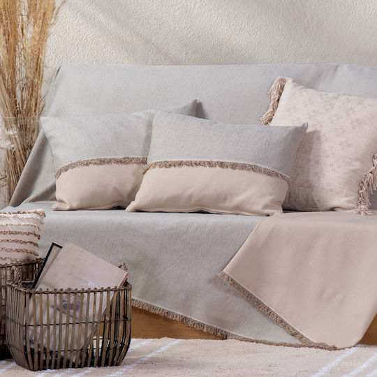 Nef-Nef Homeware Nature Decken & Couchdecken Zweisitzer-Sofa Überwurf 170x250cm Grau / Leinen