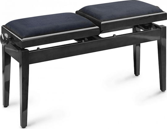 Stagg Twin Piano Bench Stool Piano Adjustable Highgloss Black L47xW32xH51-60cm