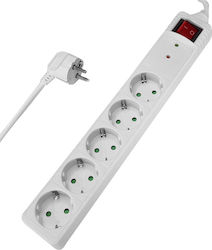 Powertech 5-Outlet Power Strip with Surge Protection 1.5m White