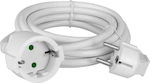 Powertech Cablu de prelungire cu role cu lungimea de 5m Albă