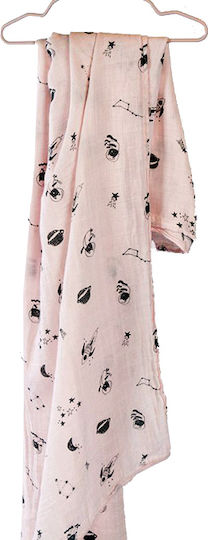 Minene Bamboo Space Muslin Swaddle Wrap Pink 100x120cm.