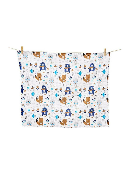 Jukki Happy Friends Flanell-Kuscheldecke Blau 70x80cm.