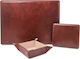 Tuscany Leather Σετ Γραφείου με Σουμέν Καφέ 3τμχ