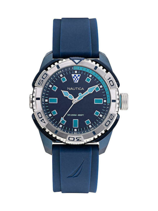 Nautica Ρολόι Diver με Καουτσούκ Λουράκι σε Μπλε χρώμα