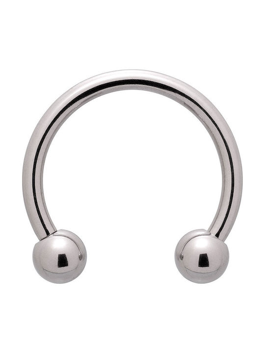 STEEL EARRING CIRCULAR BARBELL SILVER 8MM