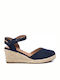 Refresh Women's Suede Ankle Strap Platforms Navy Blue