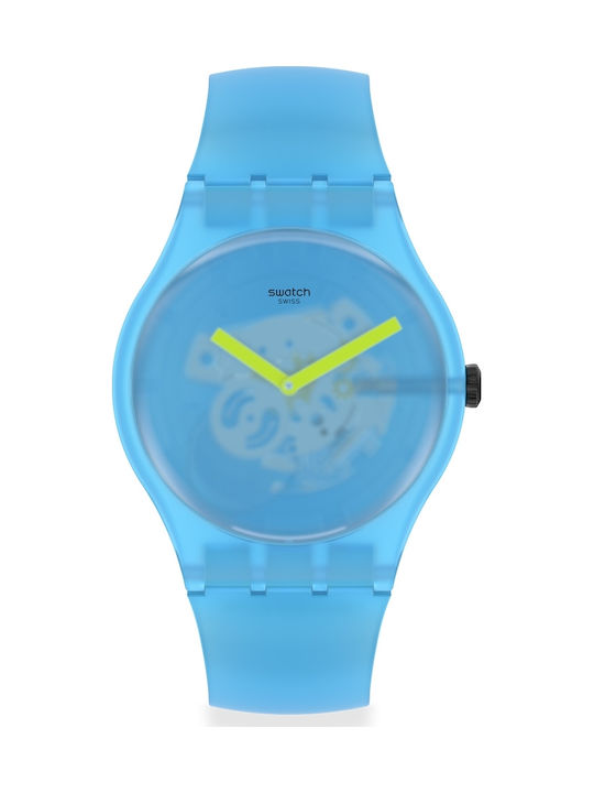 Swatch Ρολόι Ocean Blur με Καουτσούκ Λουράκι σε Μπλε χρώμα