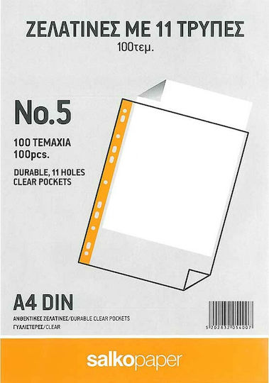 Durable Πλαστικές Ζελατίνες για Έγγραφα Τύπου "Π" A4 με Τρύπες και Ενίσχυση 100τμχ No5