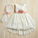 Lollipop Celebrations Ecru Set de Haine de Botez cu Rochie , Accesorii pentru păr & Cardigan din Dantelă 3buc