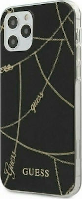 Guess Gold Chain Collection Plastic Back Cover Black (iPhone 12 mini)