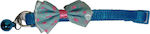 Dog and cat collar with bow and bell 15-30cm x1 cm - Blue