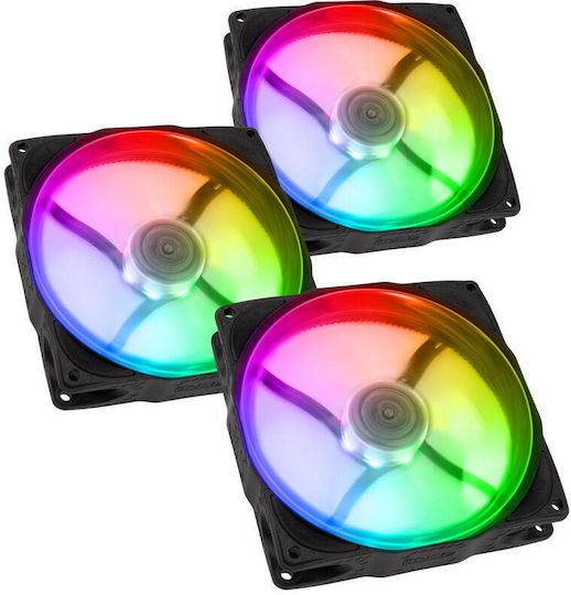 Noiseblocker NB-eLoop X B12-P Case Fans 120mm (2000rpm / 109.47cfm) with ARGB Lighting and 3-Pin Connection Pack of 3