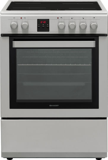 Sharp Cooker 65lt with Ceramic Hobs W60cm. Inox