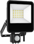 Elvhx Waterproof LED Floodlight 30W Natural White 4000K with Motion Sensor and Photocell IP65
