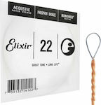 Elixir Single Phosphor Bronze String for Acoustic Guitar Nanoweb Loop End Loop End .022" 14122L