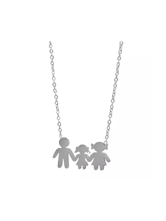 Women's necklace family steel necklace silver