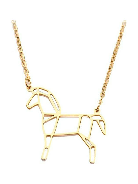 Steel necklace horse necklace surgical steel gold plated