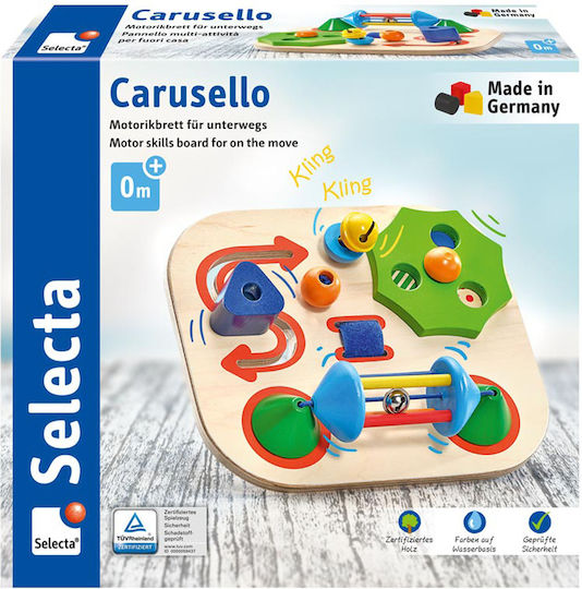 Selecta Babyspielzeug Carusello Feinmotorik-Tafel aus Holz mit Sounds für 0++ Monate