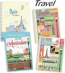 Next Spiral Notebook Ruled A4 3 Subjects Travel 1pcs (Μiscellaneous Designs/Colors)