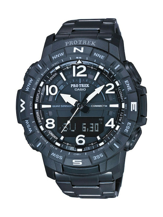 Casio Pro Trek Analog/Digital Men's Watch 50.8mm Battery with Black Metal Bracelet