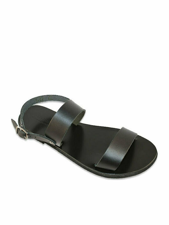 Women's leather sandal in black color