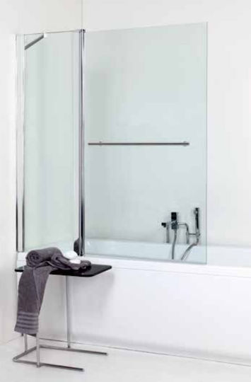 Crown 7100 Duschwand Badewanne 126x140cm Klarglas Chrom