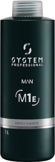 System Professional Man Lipid Code M1E Energy Шампоан Възстановяване/Подхранване и Натрупване на Маса за Всички Типове Коса 1000 мл