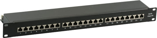 EFB Patch Panel Shielded για Rack 1U 19" 24 Θυρών cat6a Μαύρο