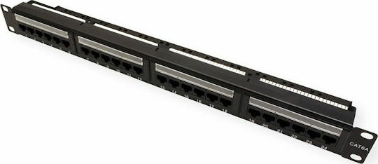 Value Patch Panel για Rack 1U 19" 24 Θυρών cat6a Μαύρο