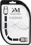 Kruger & Matz HDMI 1.4 Braided Cable HDMI male - HDMI male 3m Black