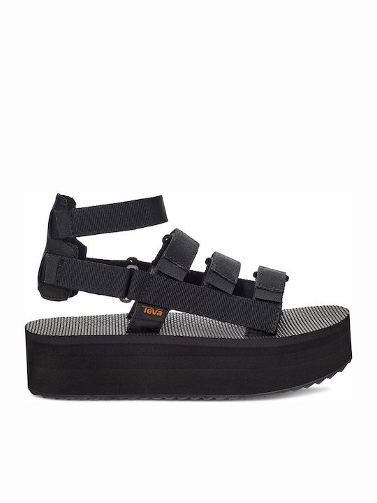 Mevia Leather Women's Anatomic Sporty Flatforms Black Sandals