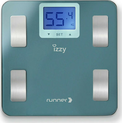 Izzy Runner IZ-7003 Digital Badezimmerwaage mit Körperfettmessung in Hellblau Farbe
