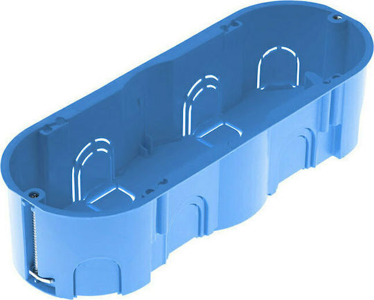 Aca Flush Electrical Box Branching for Drywall 6-7 Elements (193x71x46mm) in Blue Color