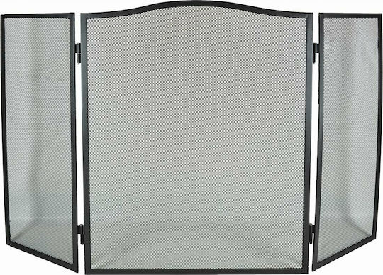 Sidirela Metallic Fireplace Screen with 3 Panels 48x24x61cm Black