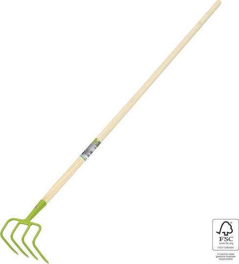 Verdemax 3287 Gartenrechen Bogenharke mit Stiel mit 4 Zähnen