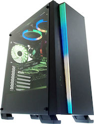 iBox Wizard 4 Gaming Midi Tower Computer Case with Window Panel and RGB Lighting Black