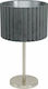 Eglo Tamaresco Metal Table Lamp for Socket E27 with Gray Shade and Silver Base