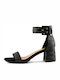 Refresh Women's Sandals with Ankle Strap Black with Chunky Medium Heel