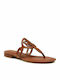 Leder Damen Flache Sandalen in Braun Farbe 802840596-002