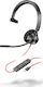 Poly Blackwire 3325-M На ушите Мултимедийни слушалки с микрофон и връзка 3,5 мм жак / USB-C в Червен цвят