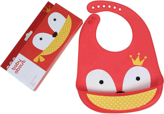 Baby Wise Cute Animals Waterproof Bib Silicone with Button & Pocket Red