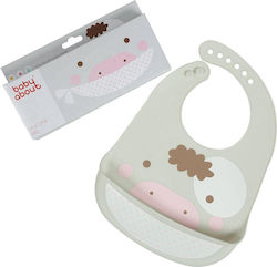Baby Wise Cute Animals Waterproof Bib Silicone with Button & Pocket Gray