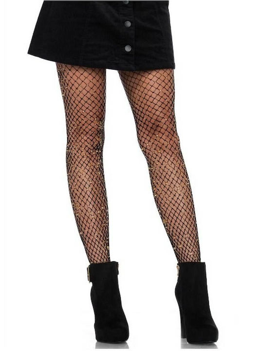 Leg Avenue Lurex Industrial Net Pantyhose Sexy Tights Black